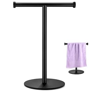 Hand Towel Holder, Matte Black Bathroom Towel Racks, T-Shape Towel Bar Rack Stand for Bathroom Vanity Kitchen Countertop
