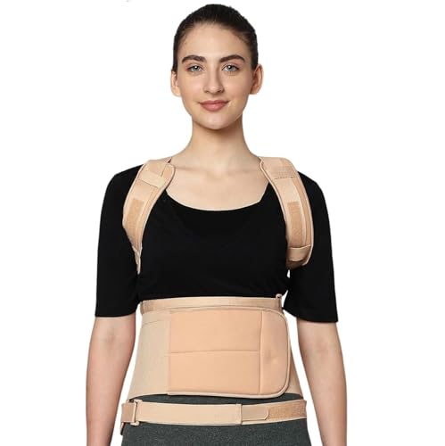 Flamingo Dorso lumbar Spinal Brace | Back Straightener For Spine & Body Posture Corrector Therapy Dorso Lumbar Spinal Support Belt For Men & Women | Support Belt For Back & Shoulder | Beige (M)