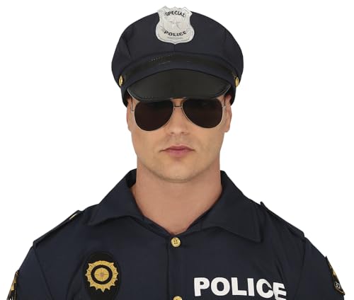 Gorro chapéu polícia com placa Special Police tamanho único azul acessório disfarce carnaval Halloween festa