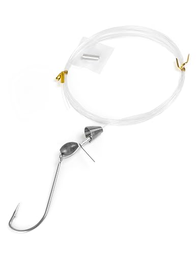 BLUEWING Ballyhoo Pin Rig with 12ft 150lbs Fluorocarbon Leader and 10/0 O’Shaughnessy Hook Ballyhoo Trolling Rig Saltwater Fishing Lure