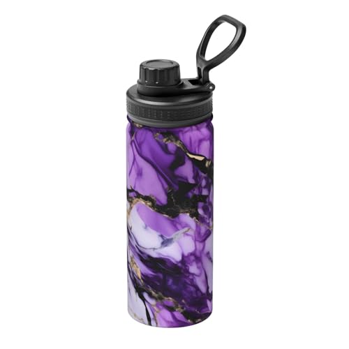 Yqxwjl Purple Marble Print Water Bottle, Stainless Steel Bottle, Sports Water Bottle for Men and Women