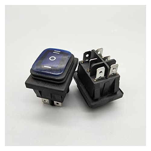 Interrupteur à bascule KCD4 6 broches DPDT étanche ON-OFF-ON 20A avec voyant LED bleu