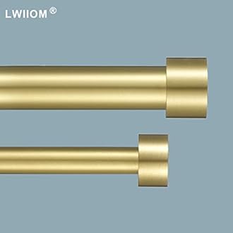 Lwiiom Brass Double Curtain Rods 72 to 144 Inches (6-12 Feet),1-Inches Front and 5/8 Inches Back Adjustable End Cap Double Window Drapery Rod for Drapes and Curtains