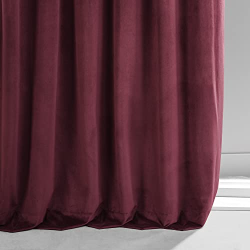 Image of HPD Half Price Drapes Signature Plush Velvet Blackout Curtains for Bedroom (1 Panel), 50W X 96L Hotel Black Out Curtains for Living Room, Thermal Insulated Blackout Curtains, Pomegranate Juice