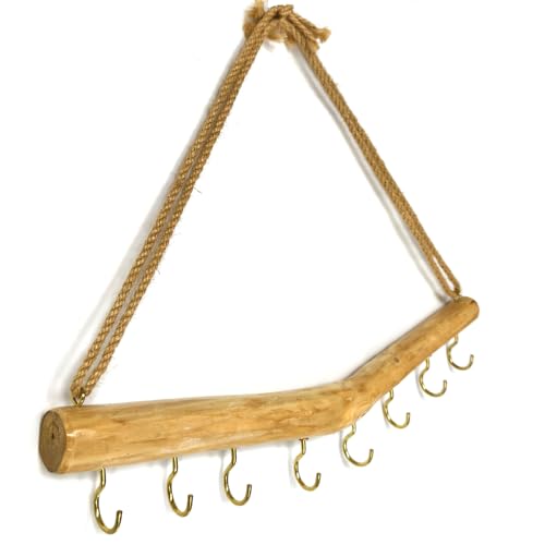 NUEKOELY 15.7-Inch Wood Hanging Jewelry Organizer with 8 Hooks -