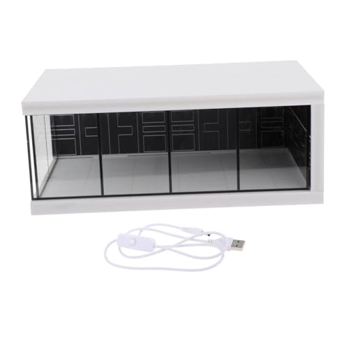 Perfeclan PerfeclanModellauto-Vitrine 1:64 mit LED - Garagen Display Case mit Staubdichter Abdeckung - Ideal für Sammlerstücke, Vatertagsgeschenke & Deko,Schwarz