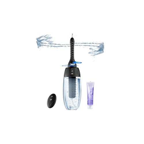 Automatic Anal Douche Rotating Enema - 20oz/600ml Douches for Men and Women 360 Deep Cleansing Enemas for Colon Cleanse Men 3 Adjustable Water Speeds & 3 Rotating Speeds Remote Control Enema Kit