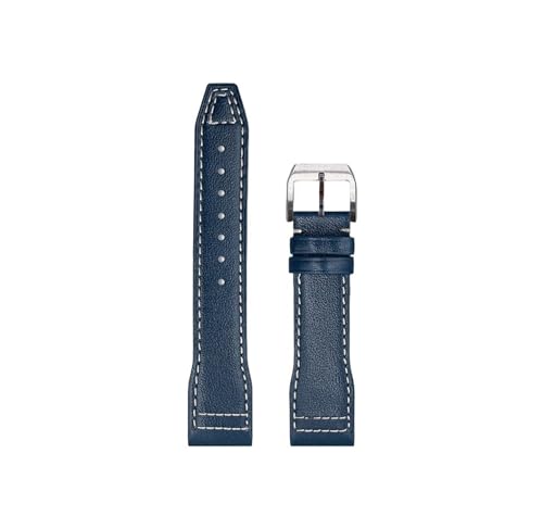 Srndsydak Compatible con IWC Pilot Mark 18 IW388103 378005/003/001 Correa de reloj de cuero 20mm 21mm(Blue-Silver A,20mm)