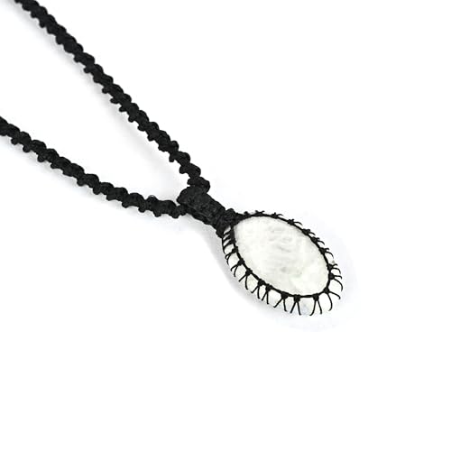 Image of KE KANHA EXPORTS Natural Moonstone Healing Crystal Pendant Jewellery - Handmade Macrame Rainbow Moonstone Necklace for Women (Adjustable Cotton Cord)