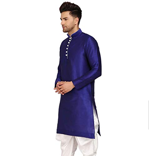 Image of Men's Ethnic Silk Loop Button Kurta
