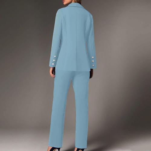 Pant Suits for Women Dressy 2 Piece Blazer and High Rise Straight Leg Pants Sets Business Casual Office Outfits3