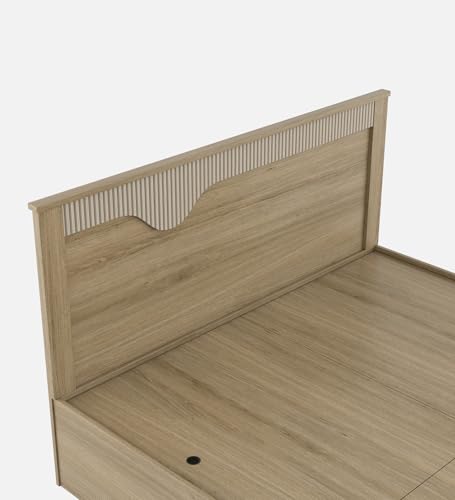 Image of Spacewood Rivolla Bed |Queen Size (78 X 60) Engineered Wood Bed with Box Type Storage| 3 Year Warranty | Modern Design |Engineered Wood | Santana Oak & Bamboo Flute