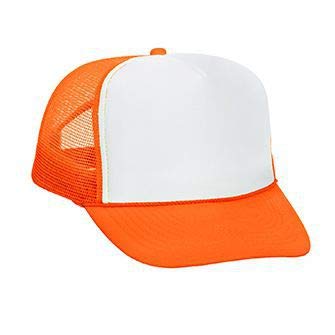 Image of OTTO Neon Polyester Foam Front 5 Panel High Crown Mesh Back Trucker Hat