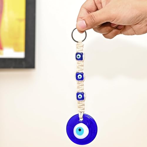 Image of ZAICUS Turkish Blue Glass Evil Eye Hanging | Feng Shui Vastu Nazar Battu for Protection & Good Luck | Perfect for Home Decor & Gifting | Ideal for Doorways, Home, & Office