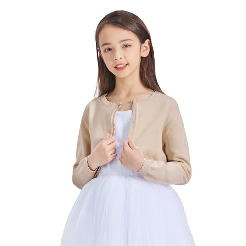 CUNYI Girls Sparkle Bolero Cardigans Long Sleeve Cropped Cardigan Shrug for Dresses Lightweight Knit Sweater Elegant2