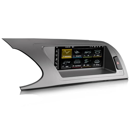 Erisin 8,8 Pulgada 4GB RAM 64GB ROM Android 14 Radio Coche Bluetooth Estéreo para Audi A4 2009-2012, Autoradio 1 DIN Soporte GPS Navegador CarPlay Android Auto WiFi 4G USB Dab+ DVR Pantalla IPS SWC