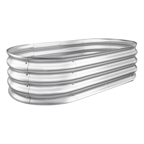 Sponvatt Raised Garden Bed Galvanized Planter Box Outdoor, 5ft Oval