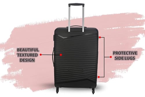 Image of American Tourister Kamiliant Polycarbonate 79 Cm 4W Hard Spinner Strolly Luggage Trolley Bag with Fixed 3 Point Combination Lock, Black
