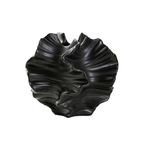 Bortivier JarróN de CeráMica de Coral, Recipiente de Arte NóRdico para Flores, Florero de Hierba de Pampa, Centros de Mesa para Sala de Estar, DecoracióN, Negro A
