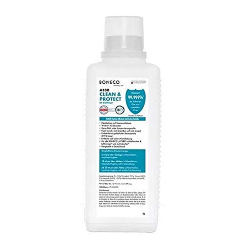 BONECO 51196 Hygienemittel Clean & Protect 1l A180 - Desinfektion auf Meeressalzbasis - hochwirksame Art der Luftbehandlung - für Hybrid Luftbefeuchter, Luftreiniger oder Luftwäscher