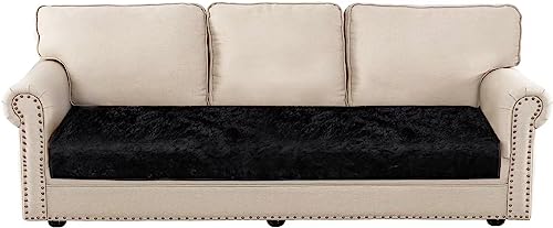 E-Solem Crushed Velvet Chaise Sofa Cover, Sectional Couch Cover, Chaise Sofa Slipcover, Couch Slipcover Protector, Recliner Cover, Armchair Cover, Black 36"X82"(One Piece/Not All Set) #TOP4