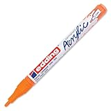 edding 5300 marcador acrílico de trazo fino - naranja neón - 1 rotulador acrílico resistente al agua - punta redonda 1-2 mm - pintura acrílica para lienzo, papel kraft, madera y piedra