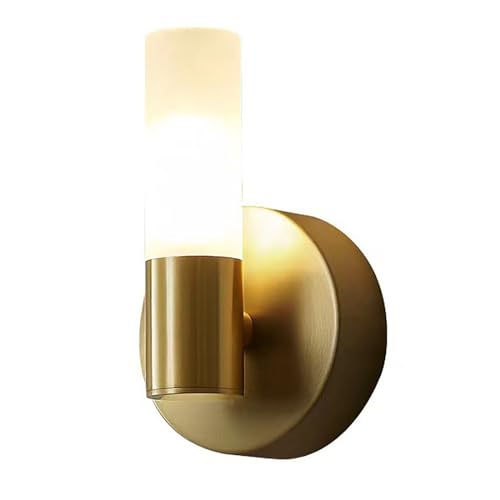 Gold Modern Wall Sconce With Acrylic Shade, Hardwired Dimmable LED Light Fixture for Bathroom, Vanity, Bedroom, Indoor Use