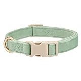 YUDOTE Hundehalsband aus weichem Cord mit Kunststoffclip, bequem und verstellbar, für kleine Hunde, den täglichen Gebrauch, Hellgrün