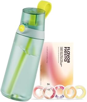 air up® water bottle (21oz) Click Turle Green original starter set with pods in 5 flavors | drinking bottle with sugar-free flavoring | dishwasher-safe, BPA-free