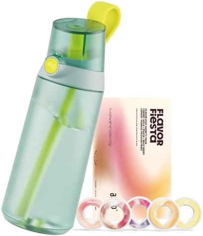 air up® water bottle (21oz) Click Turle Green original starter set with pods in 5 flavors | drinking bottle with sugar-free flavoring | dishwasher-safe, BPA-free