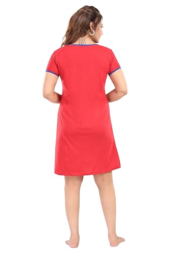 Image of ATTEMPT Women's Cotton Nighty /Nightgown /Sleepwear /Short Sleeve Nighties /Nightdress /Female Nightwear