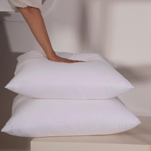 JUSPURBET Soft 18x18 inch Throw Pillow Insert for Sofa Couch and Bedroom,Square Cushion Stuff with 100% Cotton Cover,Pillow Form of Decorative Cushion