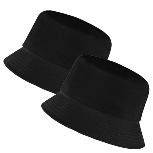 Image of Rosoz 1 & 2 Pack Bucket Hat for Women Men Summer Travel Beach Sun Hat Outdoor Cap Unisex Bucket Hats