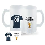 DEREGALOOS Jarra Personalizada con nombre de Fútbol Valencia. Jarra de cerveza personalizada. Regalo Original para Aficionados del Futbol. Regalos Mundial Futbolistas. (Valencia)
