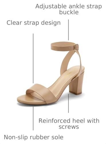 Image of Greatonu Clear Heels Sandals for Women 2026 Open Toe Ankle Strap Clear Chunky Heels Sandal Dressy Party Wedding Shoes Transparent High Heeled Sandals