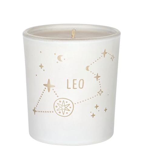 ORIGINALWAX Duft Kerze Sternzeichen Löwe (Leo) aus Soja Wachs Weiß Handgemacht Duftkerzen Whisky&Jazz im Glas Tierkreiszeichen Vegan Candle 180g Geschenkidee 40 Stunden Brennen