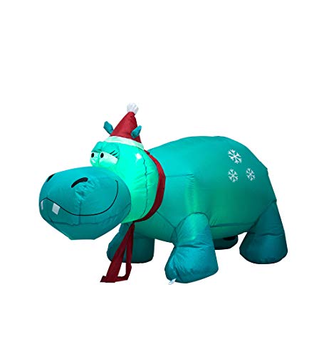 TRMESIA Christmas Inflatable Decoration Hippo 4FT with LED Lights,Xmas Hippo Outdoor Yard Decor Blow Up Hippopotamus Cute Fun New Yard Holiday Indoor Party Display Inflatables Animal Decorations