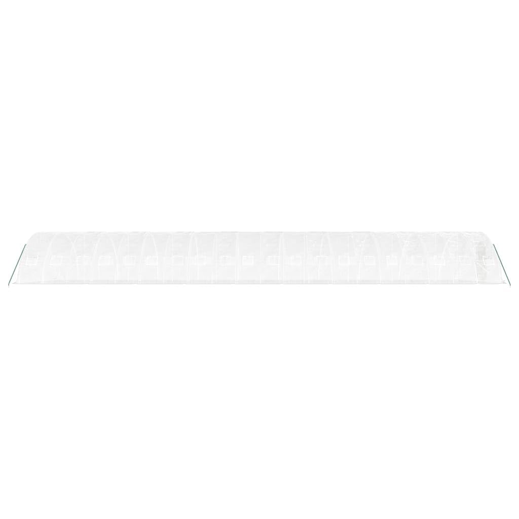 Gewächshaus mit Stahlrahmen Weiß 100 m² 20x5x2,3 m, PE-Folie 140 g/m², mit Tür, Fenstern und Reißverschlüssen, ideal für Gemüse, Tomaten, Kräuter, Pflanzenhaus für Garten und Terrasse