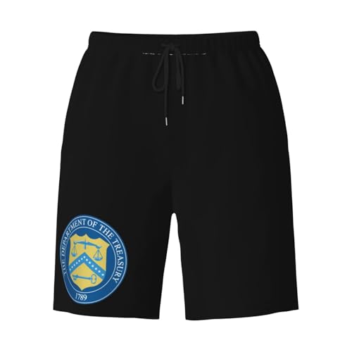Seal of The United States Department of The Treasury Men's Quick-Dry Board Shorts 7" - Swim Trunks Summer Hawaii Beach3