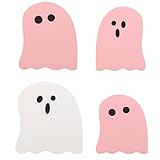 Adorables figurines fantomatiques d'Halloween fabriquées à partir de matériaux en bois conviviaux, rehaussant vos décorations festives avec une touche amusante et sûre