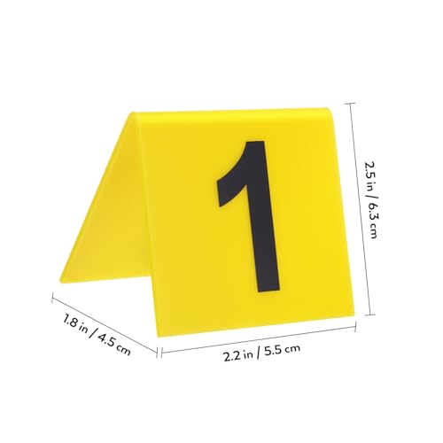 Marqueurs numérotés stables et robustes en plastique jaune pour signalisation de table