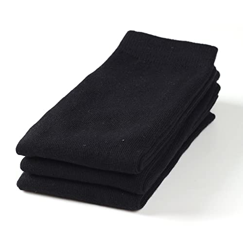 Cotton Day Unisex Kids Boys Girls Tube Knee High Mid Calf Long Socks Seamless Toe 3 Pack Black #TOP2