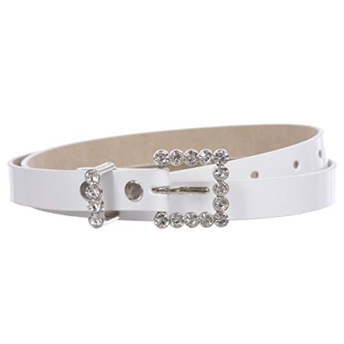 beltiscool Women's Rhinestone Skinny Patent Non Leather Dress Belt