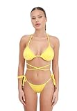 F**K Top Mare Donna Giallo Triangolo Intrecciato Made up S