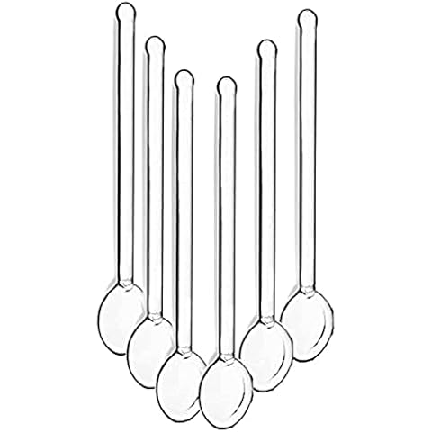 Demitasse Espresso Spoons, Mini Coffee Spoon, 4.33 Inches Glass Small Spoons for Tea, Stirring Rod Mixing Spoon, Set of 6 (clear 2) Cover
