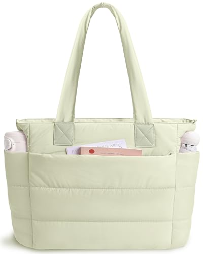 Image of Puffer Tote Bag for Women Quilted Nurse Bag Lightweight Work Bag for Teacher Travel Handbag with Multiple Pockets