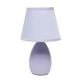 Simple Designs LT2009-PRP Mini Egg Oval Ceramic Table Desk Lamp, Purple