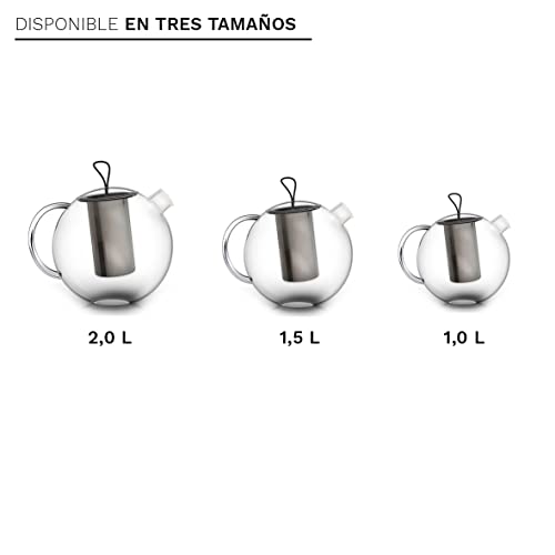 Creano Tetera JUMBO, Tetera de Vidrio en 3 Piezas en un Juego de Tetera con Filtro Integrado de Acero Inoxidable y Tapa de Vidrio | 1,0L - Imagen 8