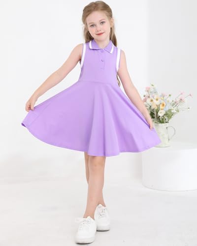 WISREMT Kids Girls Polo Dress Sleeveless Summer Tank Dress Tennis Golf Outfit Sport Active Dresses for School Casual Party2