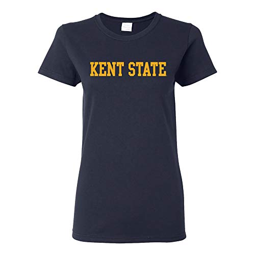 UGP Campus Apparel LS01 - Kent State Golden Flashes Basic Block Womens T-Shirt - Medium - Navy